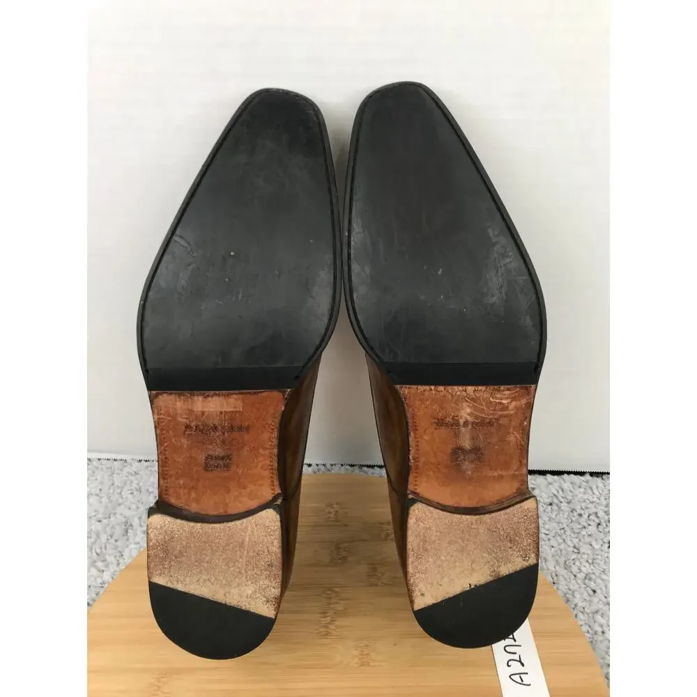 Magnanni Mens 11 Brown Leather Plain Toe Career Office Oxford Derby Dress Shoe